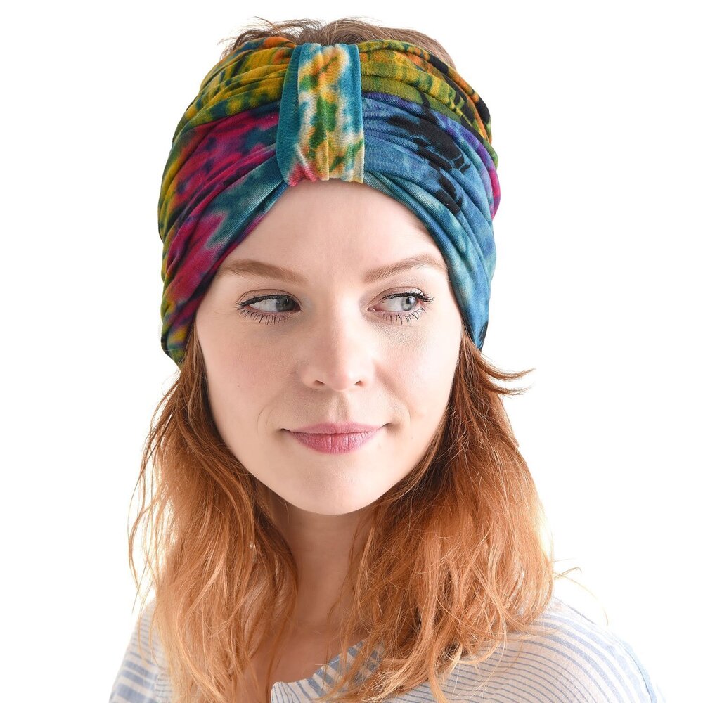 7143 Hippie Headband Turban - Boho Bandana Hair Wrap Head Band Scarf A